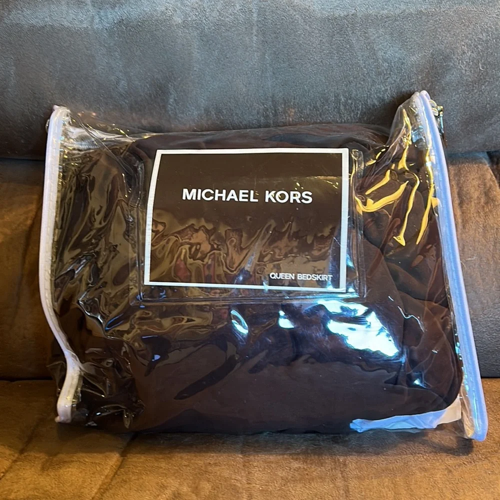 Michael Kors queen bed skirt. Chocolate brown micro fiber fabric.